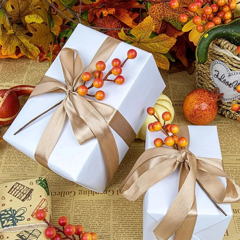 10 Stück Schaumstoff Künstliche Stechpalmenbeeren Orange Beerenzweige für Herbst Thanksgiving Ernte Weihnachtsbaum DIY Home Navidad Dekor – Detail 5