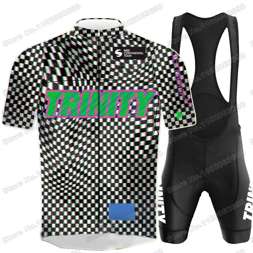 2024 Team Trinity Racing Cycling Jersey Set Men Cycling Clothing Green Summer Road Bike Shirts Suit Bicycle Bib Shorts MTB Wear