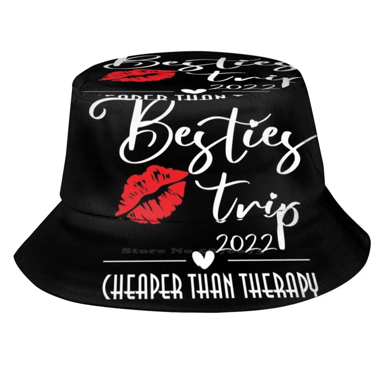 Besties Girls Trip 2022 Vacation Red Lips Fisherman's Hat Bucket Hats Caps Girls Trip 2022 Girls Vacation Girls Weekend Girls