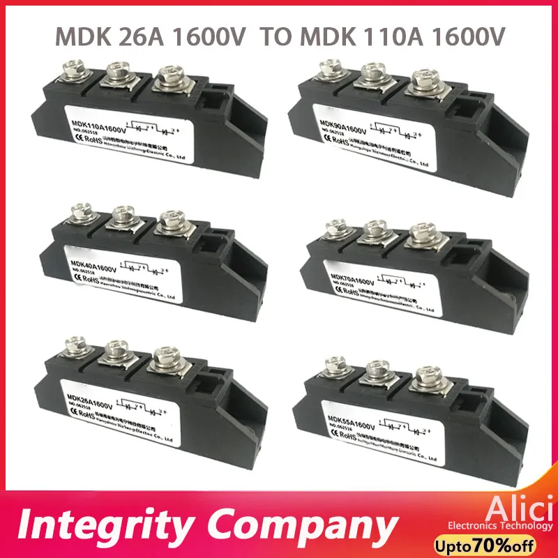 MDK 26A 40A 55A 70A 90A 110A Anti-reverse Diode 1600V Photovoltaic Diode Bridge Module Current Protection