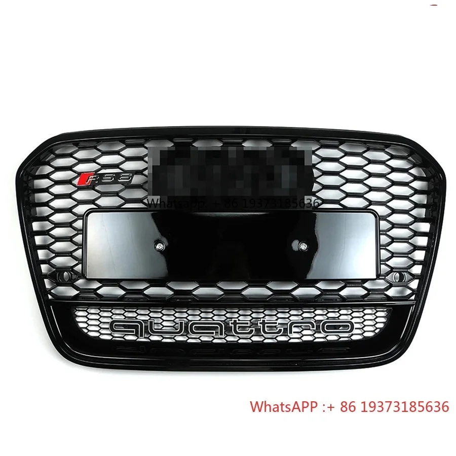 

Car A6 S6 C7 Gloss Black Grille RS6 Look Front Bumper Honeycomb Grill With Quattro for Audi A6 S6 C7 2012 2013 2014 2015