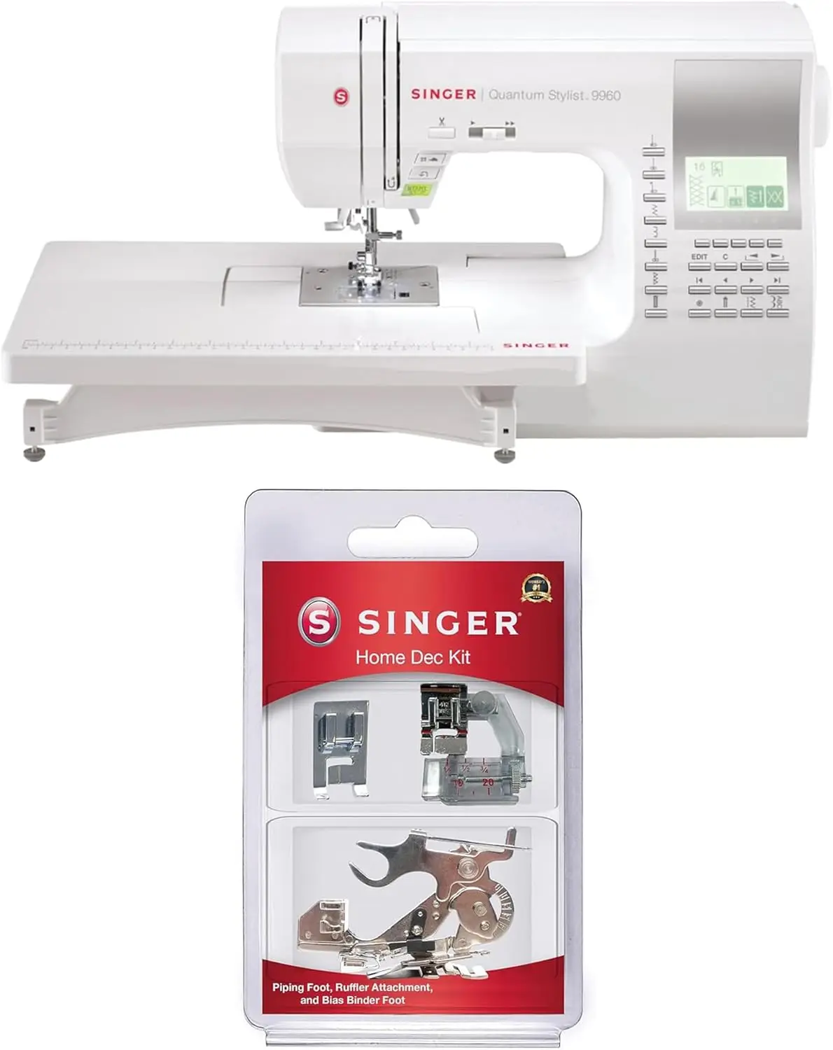 

Singer 9960 Sewing & Quilting Machine With Accessory Kit, Extension Table - 1,172 Stitch Applications & Electronic Auto Pilot