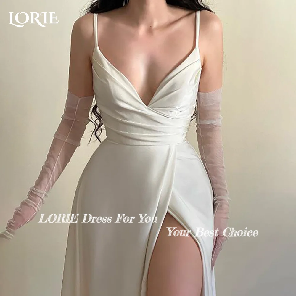 Lorie cintas de espaguete vestido de casamento elegante decote em v bobycon sereia vestido de noiva personalizado vestido de novia sem luva