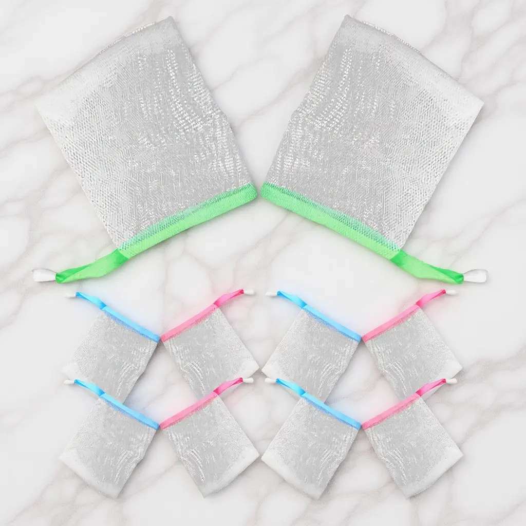 

10 шт. мыла для скрабирования тела и умывания лица, долговечный мешочек-сетка для мыла ручной работы, нежная текстура