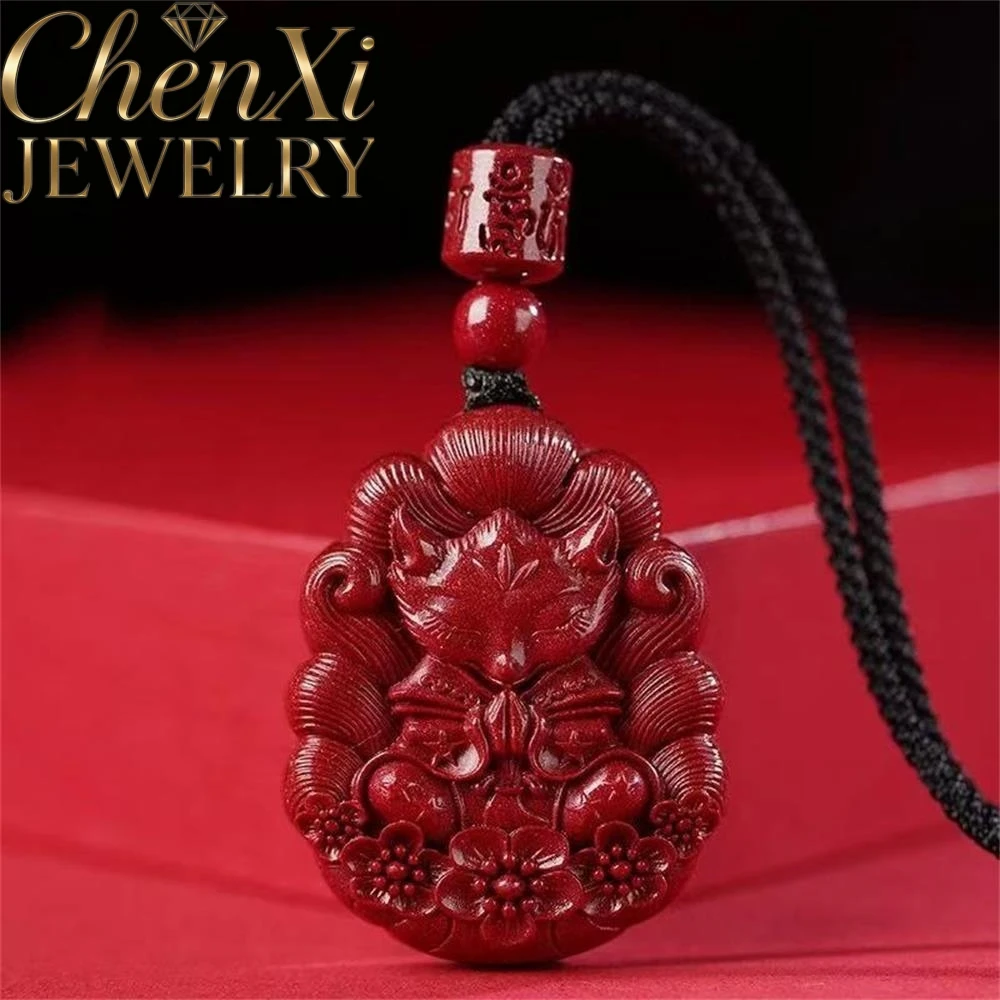 

High-End Cinnabar Nine-Tailed Fox Pendant Luxury Quality Fashion Fine Jewelry Exquisite Amulets And Mascots Popular Elegant Gift