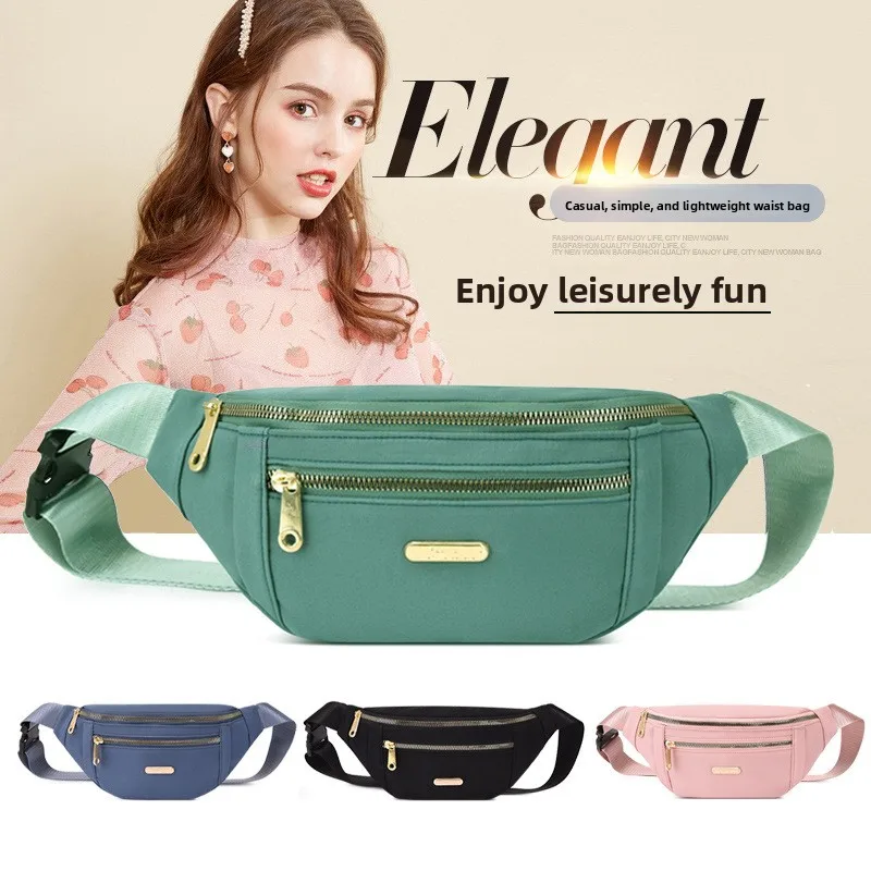 Marsupio da donna impermeabile Fanny Pa Materiale in nylon Borsa a tracolla pieghevole e pratica per viaggi e attività all'aperto