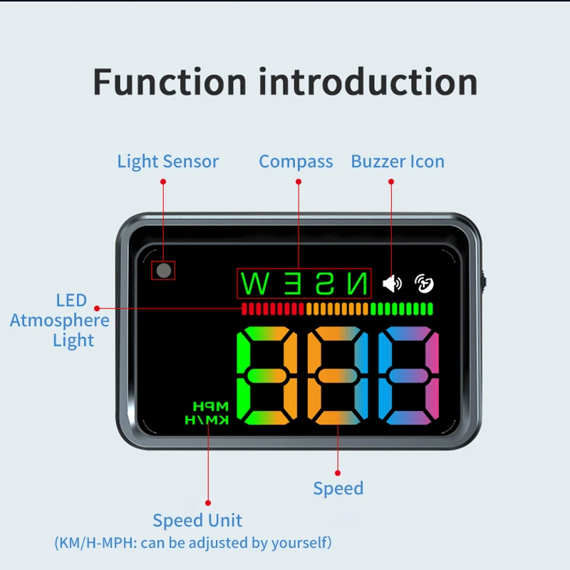 KWHUD Head-up Display Car HUD GPS Universal Digital Speedometer KM/H MPH Windshield Projector Speed Alarm Auto Electronic Device