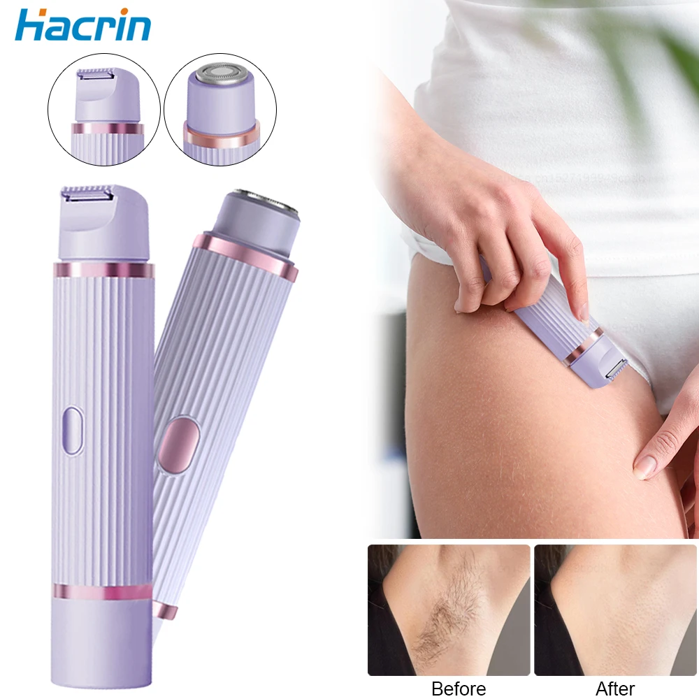 Electric Shaver for Women Waterproof Wet Dry Hair Razors 2 in 1 Double Head Underarm Bikini Beard Hair Trimmer Electric Razor