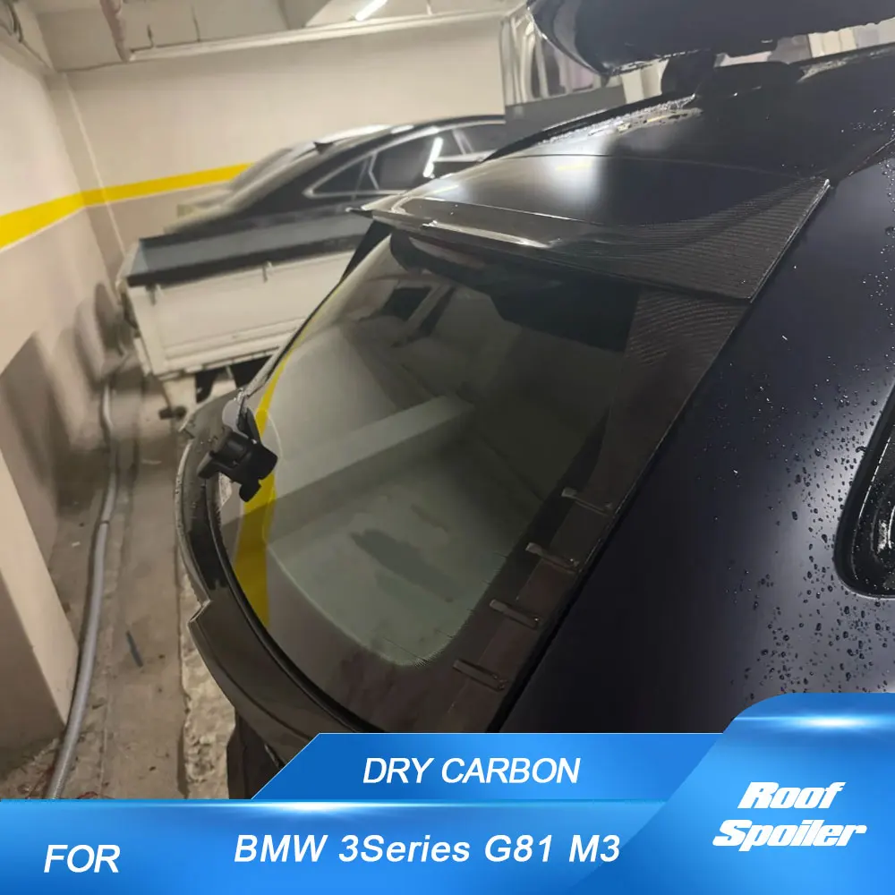 

Dry Carbon Fiber Car Trunk Roof Spoiler for BMW 3Series G81 M3 2022-2023 Car Rear Roof and Side Wing HighKick Spoiler FRP