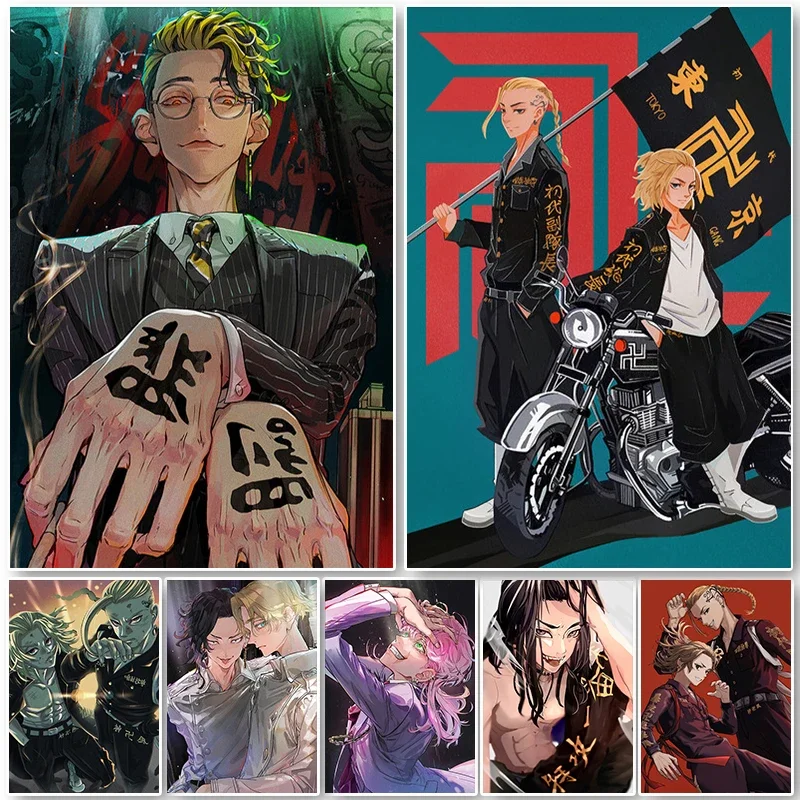 Anime Tokyo Revengers Ryuguji Ken Manjiro Sano Poster HD Print Canvas Painting Wall Art Pictures for Living Room Home Decoration