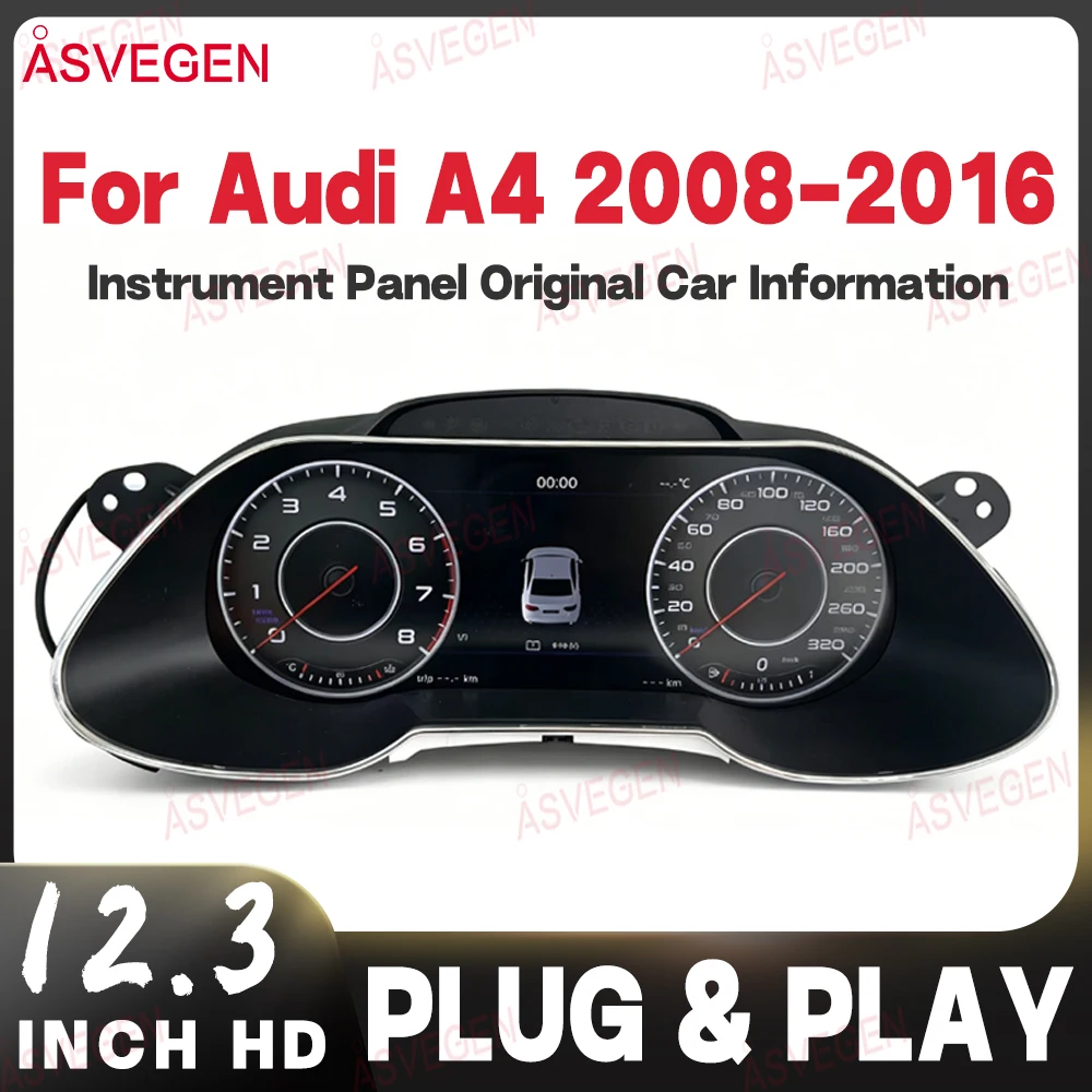 

12.3" Lcd Digital Cluster For Audi A4 2008-2016 Dashboard Speedometer Virtual Cockpit Instrument Panel Original Car Information