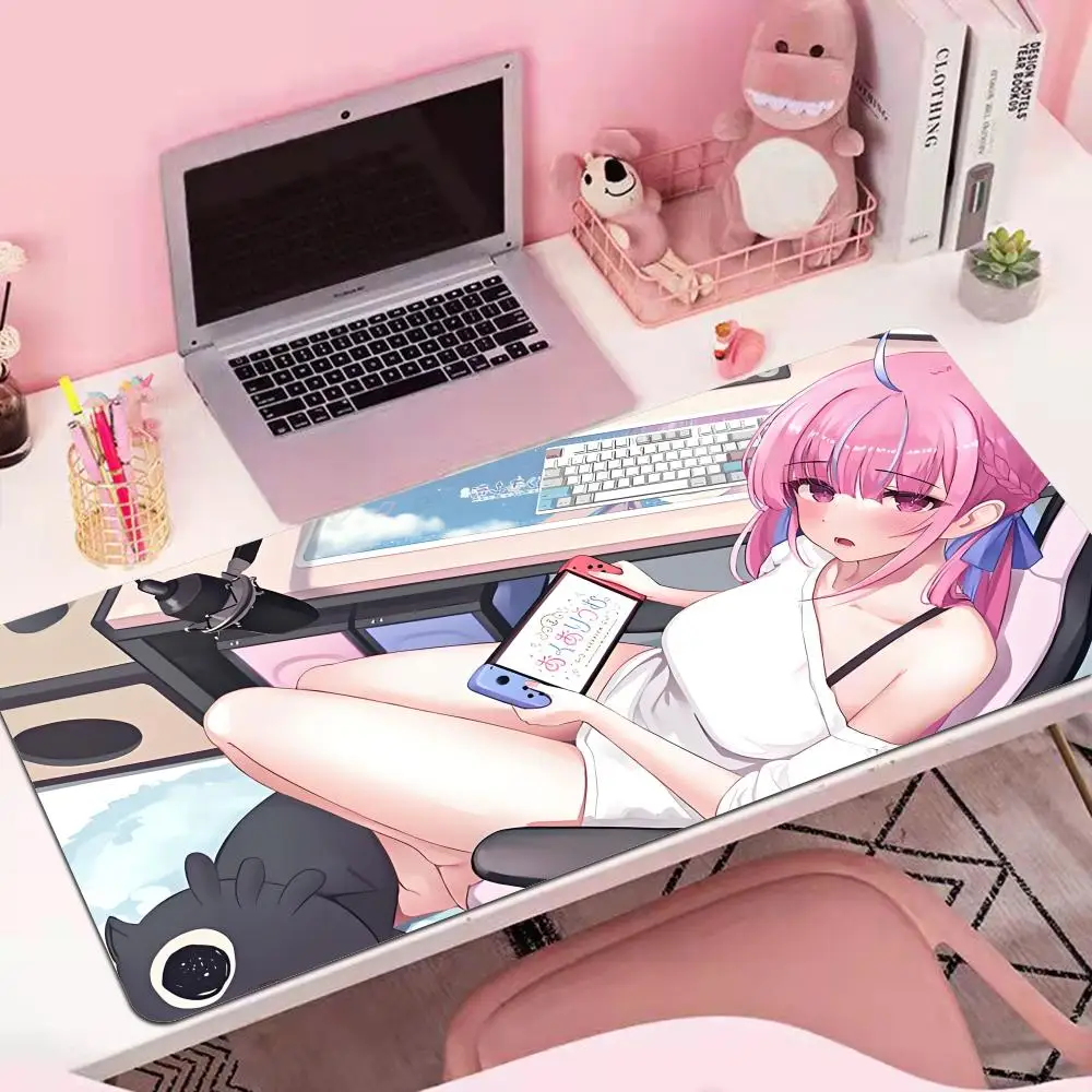 

Hololive Minato Aqua Mouse pad Large rubber keyboard mouse carpet anti-slip gamer mouse pad laptop coaster HD PC carpet Mousepad