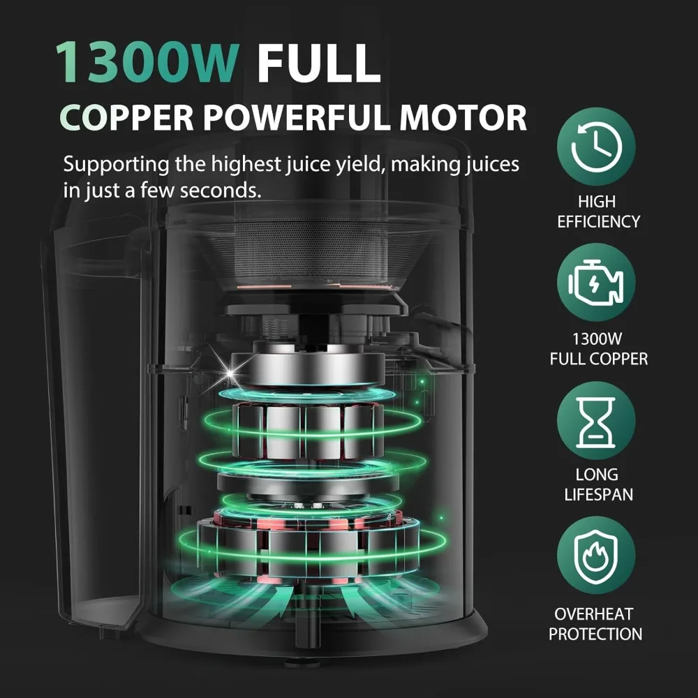 Centrifugal Juicer Machines with Extra Large 3inch Feed Chute, Full Copper Motor, Titanium-Plated Filter, Juice Extractor