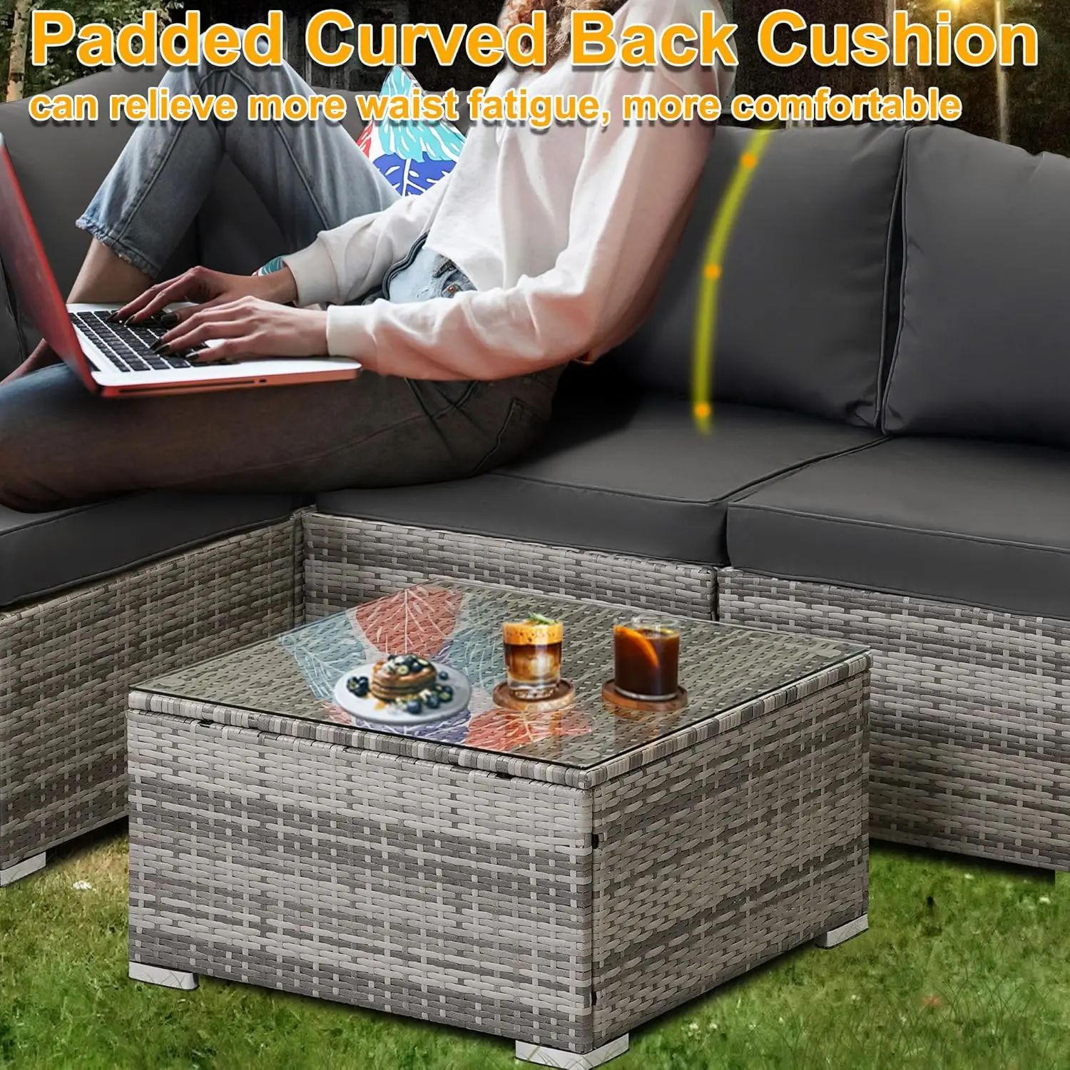Furniture Set Outdoor  Modular Patio Set Wicker Outdoor Rattan Patio Conversation Set with Coffee Table for Outside