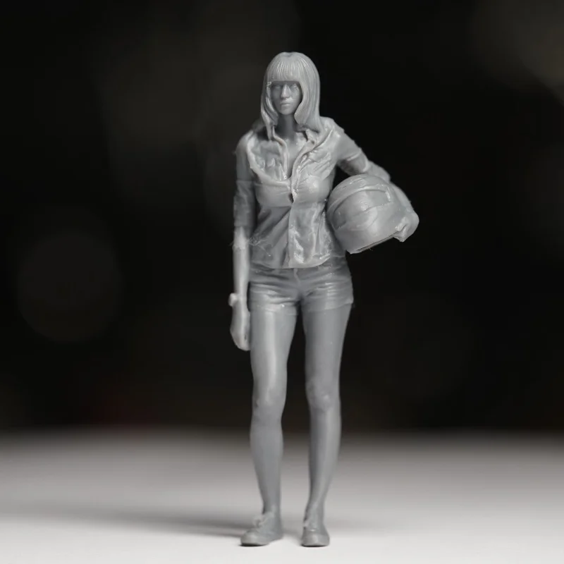 

1/35 Resin Model Figure Motorcycle Girl Style Gk Micro Miniature 3d Printed White Model Toy Unassembled And Unpainted Kit