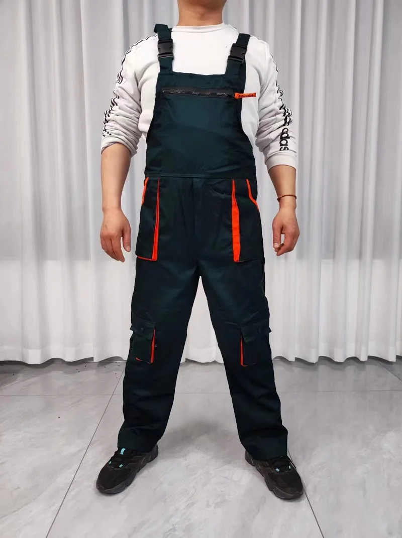 Bib Overalls Mens Women Work Clothing Plus Size Protective Coveralls Strap Jumpsuit Multi Pockets Uniform Sleeveless Cargo Pants