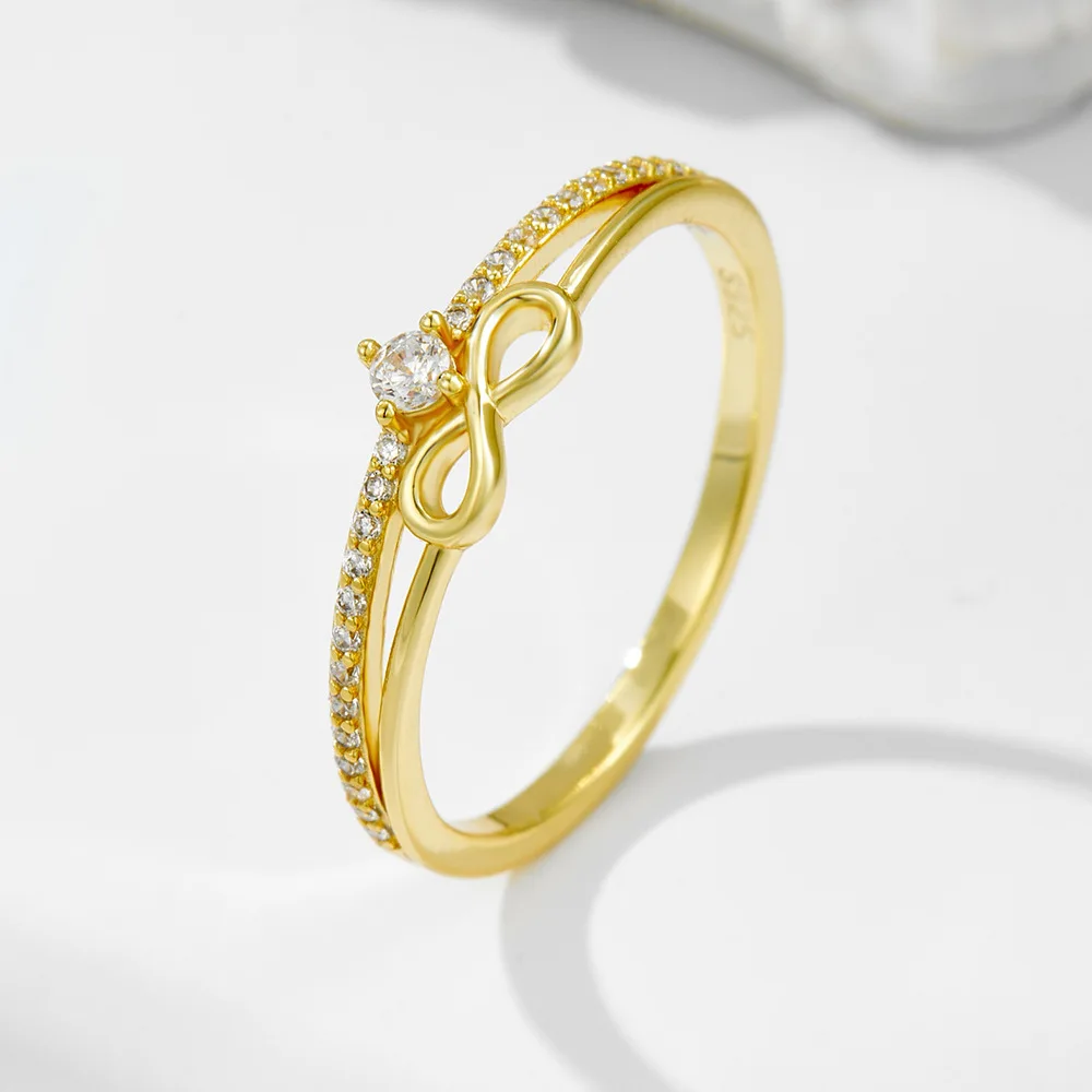 

Withered S925 Pure Silver Unlimited Luck 8-shaped Ring For Women With Diamond Inlay