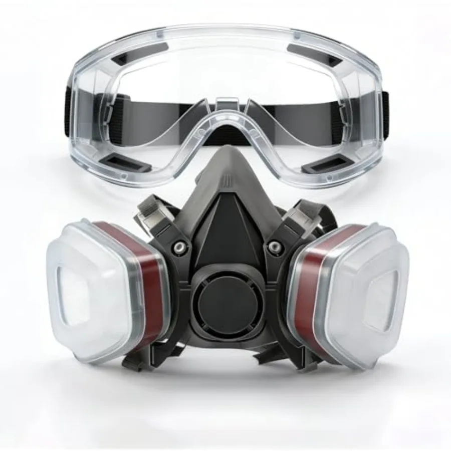 

Half-Face Reusable Respirator Mask Set Includes Anti-Fog Goggles Suitable For Protection In Scenarios Such As Spray Painting Sa