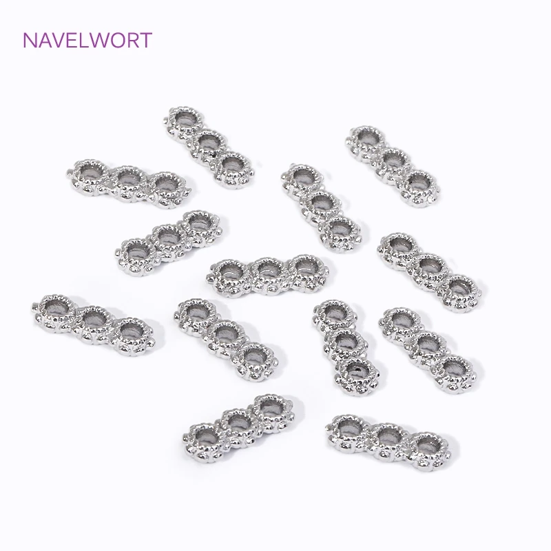 18K Gold Plated 3 Hole Snowflake Shape Separators Multistrand Spacer Bar Connector For Beadwork Jewelry Making DIY Accessories