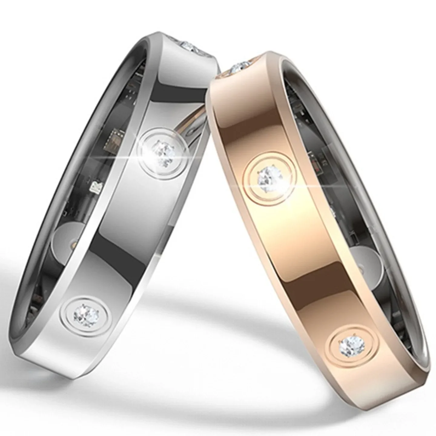 Waterproof Smart Ring Heart Rate Blood Oxygen Sleep Health Monitoring Motion Tracker Diamond Encrusted Jewelry Sports Wristband