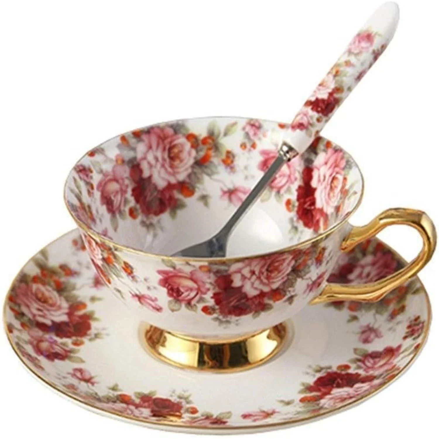 

Elegant and sophisticated, this European bone china afternoon tea coffee set is adorned with a beautiful small floral pattern. I