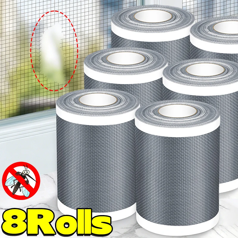 8/1Rolls Window Screen Repair Tape Self-Adhesive Window Fixed Mesh Patch Sticker Waterproof Disposable Floor Drain Sink Filters