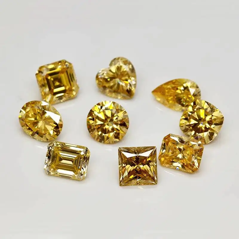 

Vivi Yellow Moissanite Stones with GRA Certificate Round/Pear/Oval/Emerald/Heart/Cushion/Princess/Asscher/Radiant Cut