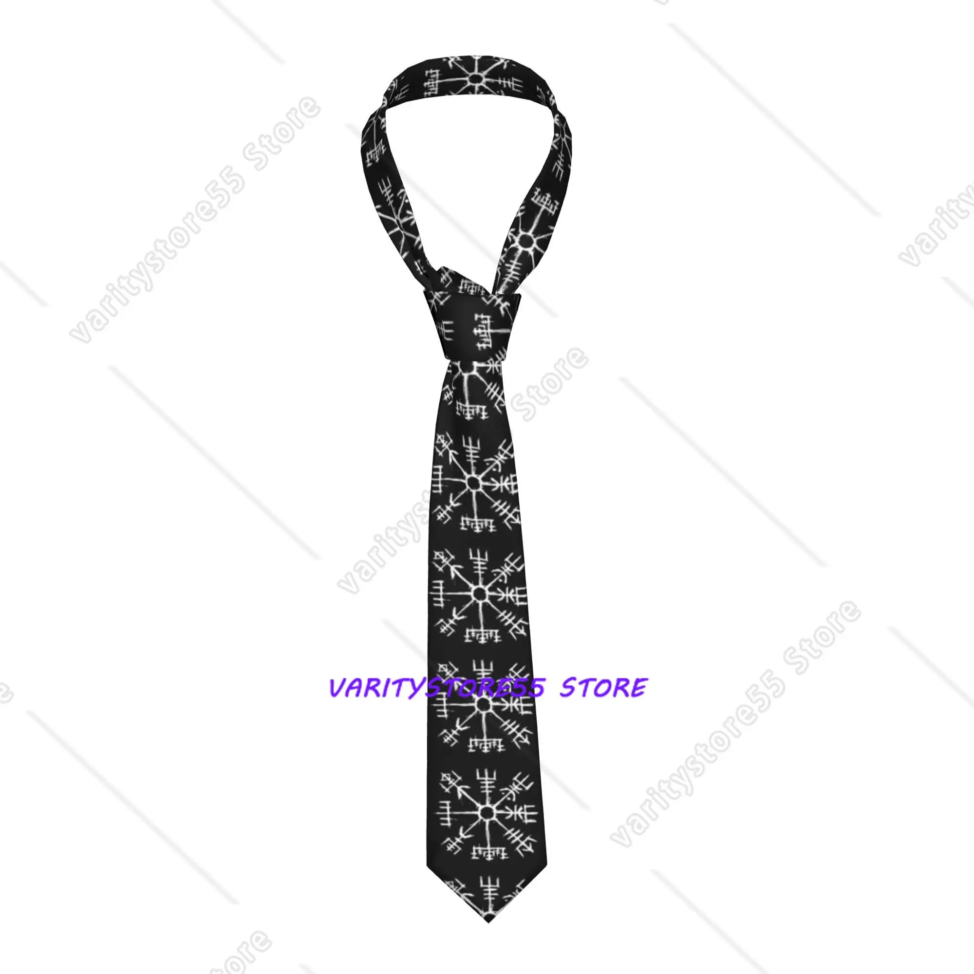 

Custom Viking Compass Symbol Neck Tie Men Classic Nordic Silk Wedding Neckties
