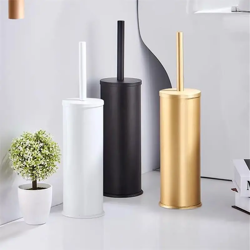 Luxury Gold Black Aluminum Toilet Brush Holder Set Bathroom Cleaning Brush Household Floor Cleaning Bathroom Accessories