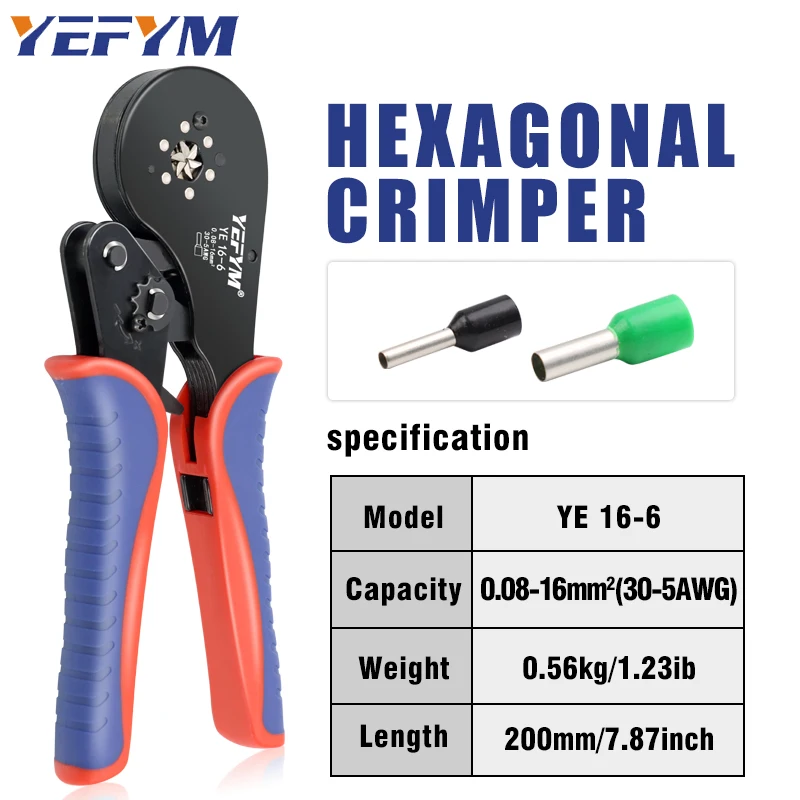 Crimpen Zangen Ferrule Hülsen Rohr Terminal Werkzeuge HSC8 6-4A/6-6A/16-6E Draht Crimper Werkzeuge Haushalt YEFYM – Detail 5