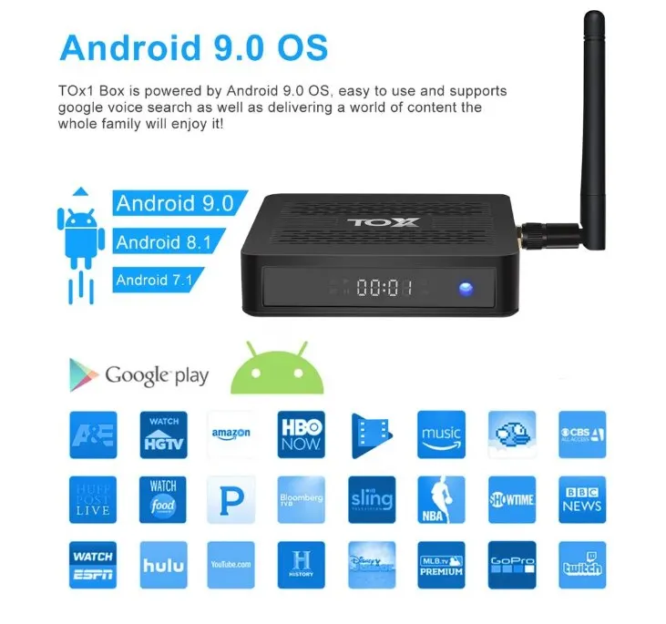 TOX1 Android 9.0 Tv Box Smart Tv box 4GB RAM 32GB Amlogic S905X3 Dual Wifi 1000M 4K Media Player Support Dolby Atmos Audio