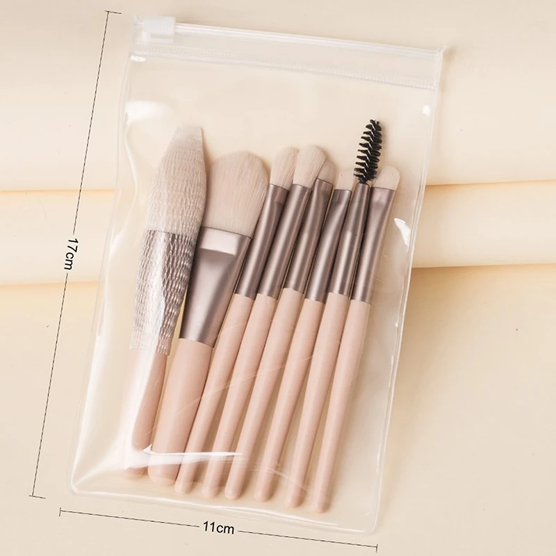 8 Stuks Mini Pro Make-Up Borstels Beginner Matte Houten Handvat Draagbare Zachte Borstel