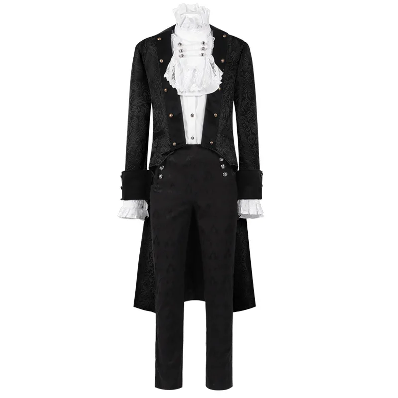 Men Steampunk Renaissance Prince Halloween Cosplay Outfit Gothic Medieval Victorian Edwardian Shirt Coat Pants Frock Costume New