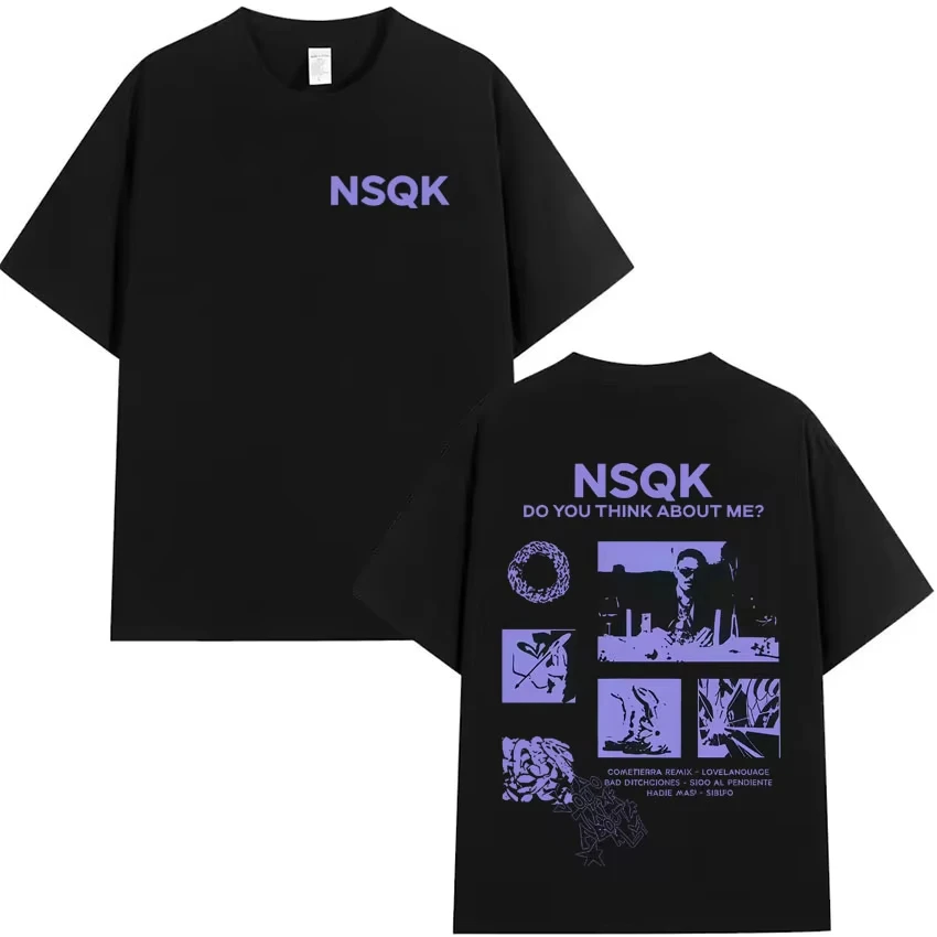 Rapper Nsqk Tour Do You Think about Me Harajuku Print T-shirt Hipster Mens Oversized Tee Shirt women Loose Pop Y2K Tshrit