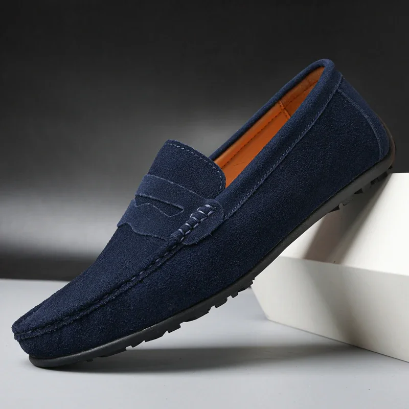 High Quality Leather Men Loafers  Slip on Mens Casual Shoes Fashion Flats Male Driving Shoes Moccasins Ten Colors Size 38-47