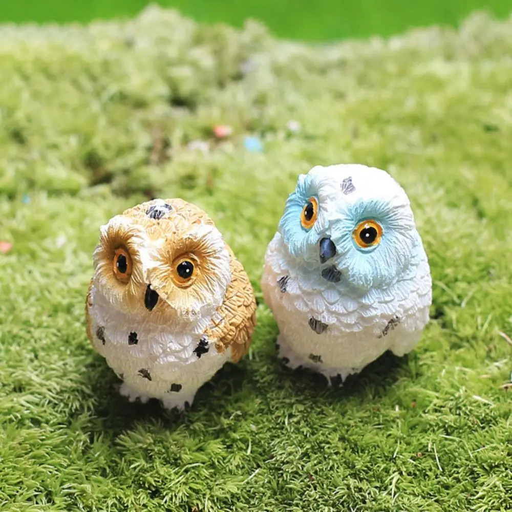 1PC Moss Terrarium Decor Cute Owls Animal Resin Miniatures Figurine Craft Bonsai Pots Home Fairy Garden Ornament Decoration