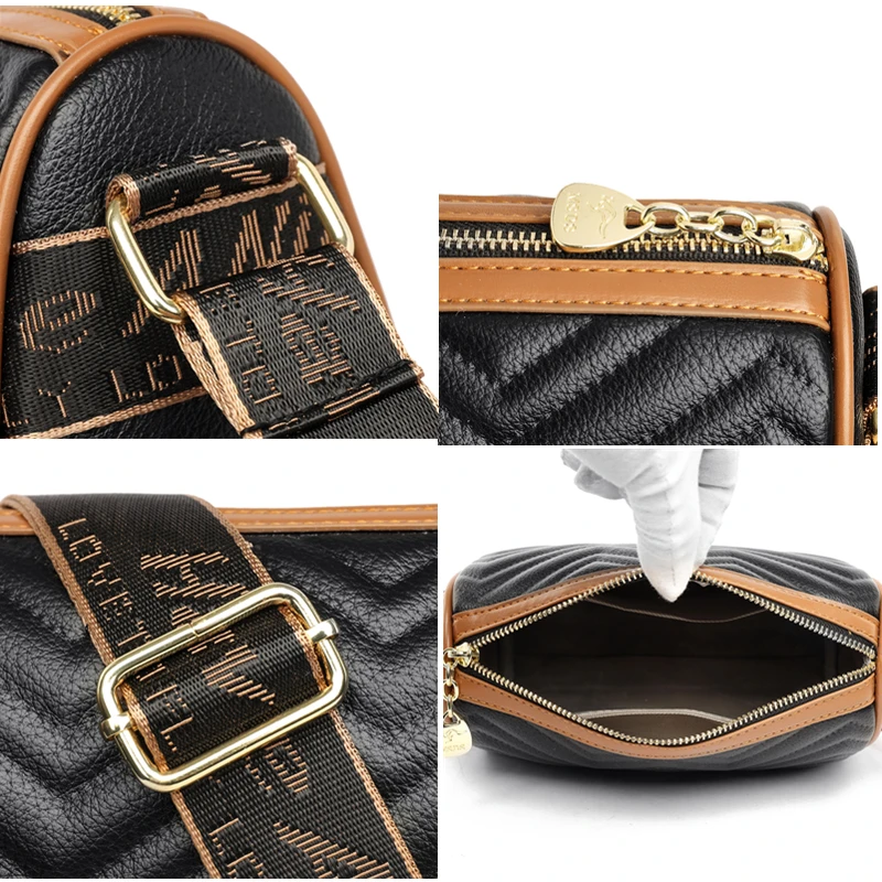 Luxury Leather Brand Messenger Bag Ladies Wide Strap Satchel Handbag Women High Quality Shoulder Crossbody Bag New Purse Tot