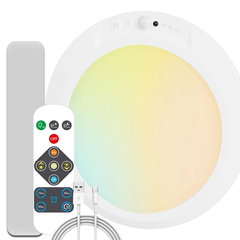 

350lm 4000mAh Rechargeable 7.5 inch Motion-Sensor LED Ceiling Light Warehouses Round Motion-Sensor Light for Home Use