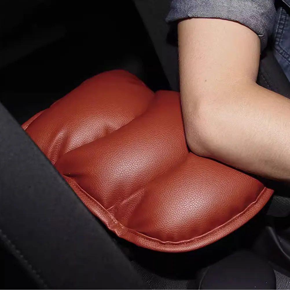 

2 Pcs Car Armrest Pad PU Brown Durable Non Slip Universal Console Accessories Cushion Cover SUV Center Box Mat Car Seats