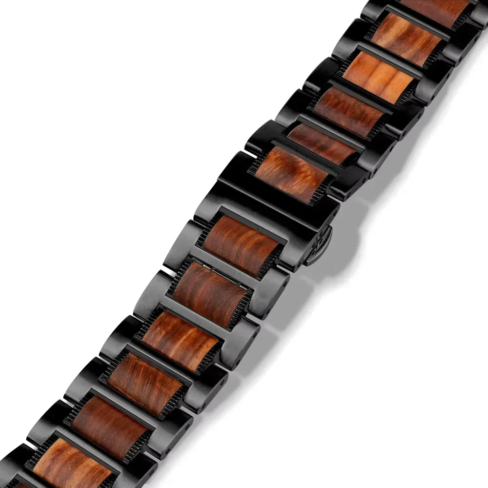 Rosewood+Metal 22mm Straps For Garmin Forerunner 965 265 255/265 Music Stainless Steel Bracelet Band For Garmin Venu 3 2 Correa