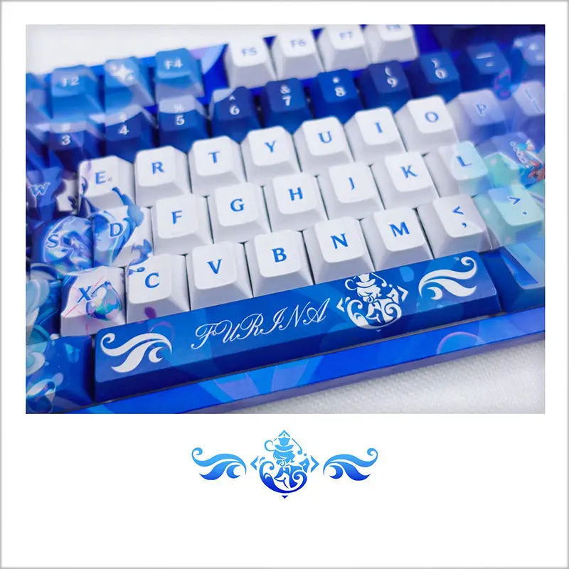 Genshin Impact Furina Keycap Furina Water God Sublimation Pbt Game Diy Mechanical Keyboard Two-Dimensional Cherry Keycaps 120key