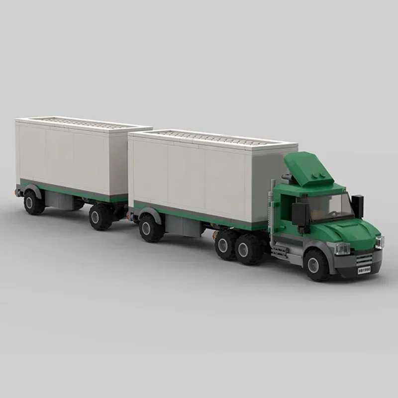 Moc Building Bricks City Car Model Cargo Truck Double Trailer Technology blocchi modulari regali giocattoli per bambini set fai da te assemblaggio