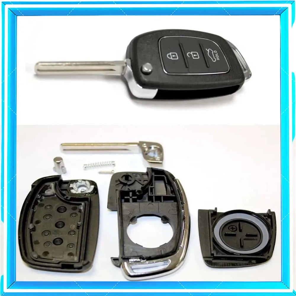 

For Hyundai I10 I20 I40 IX35 Santa Fe Remote Fob RFC 3 Button Flip Key Case Car Key Shell Case 3 Button Case