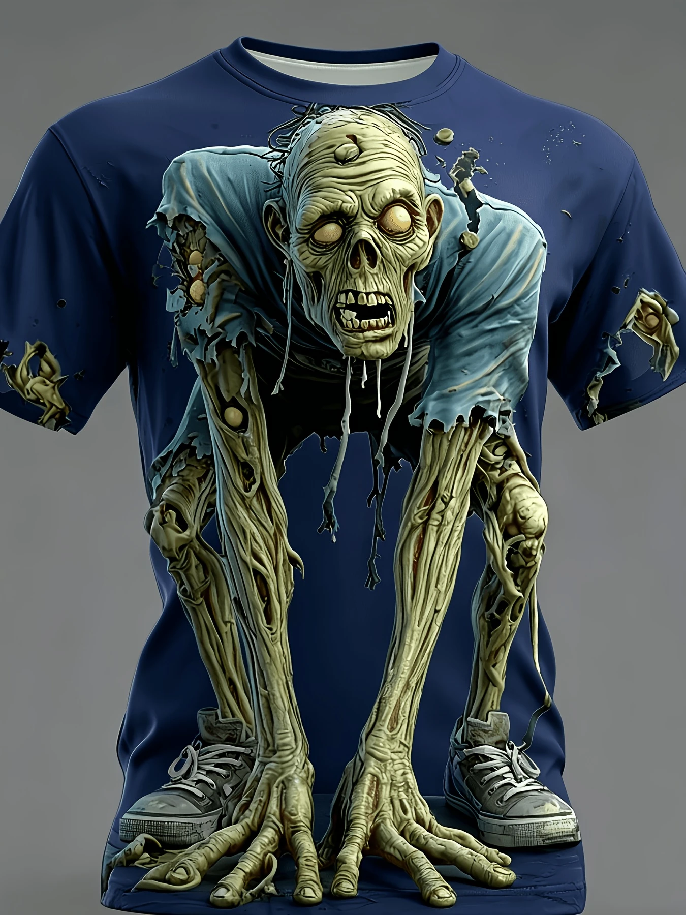 Horror Zombie 3D Printed Halloween Visual Illusion Men's T-Shirt Outdoor Street Role-Play Children's Casual Short-Sleeved Shirt