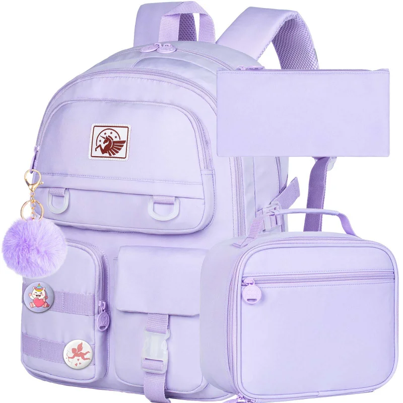 

3PCS Backpack for Girls Set, Laptop College School Bookbag and lunch bog, Water Resistant Backpacks for Elementary -Green