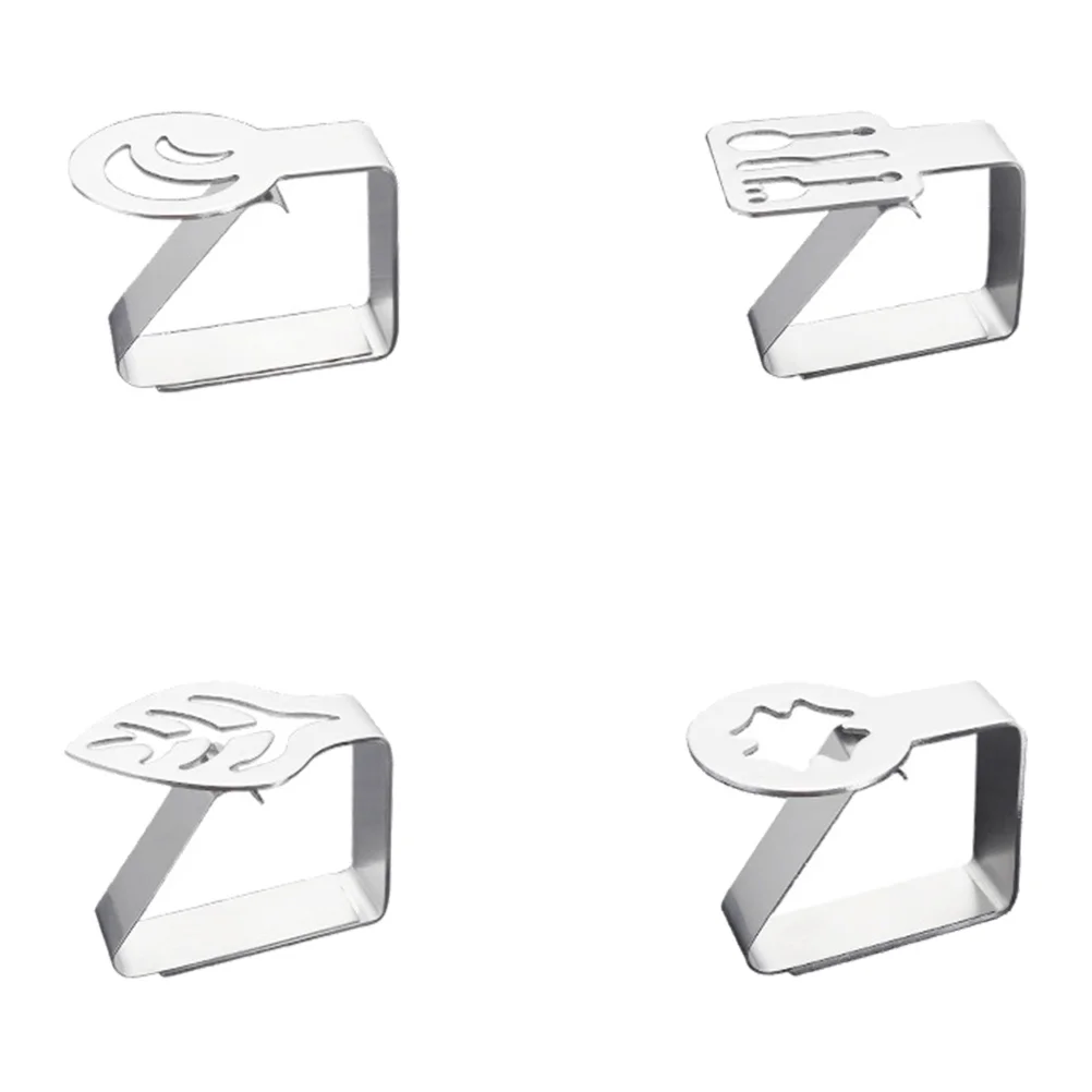 4 Pcs Tablecloth Clips Cover Fixing Skirt Clamps Dining Silver Anti-slip Holders