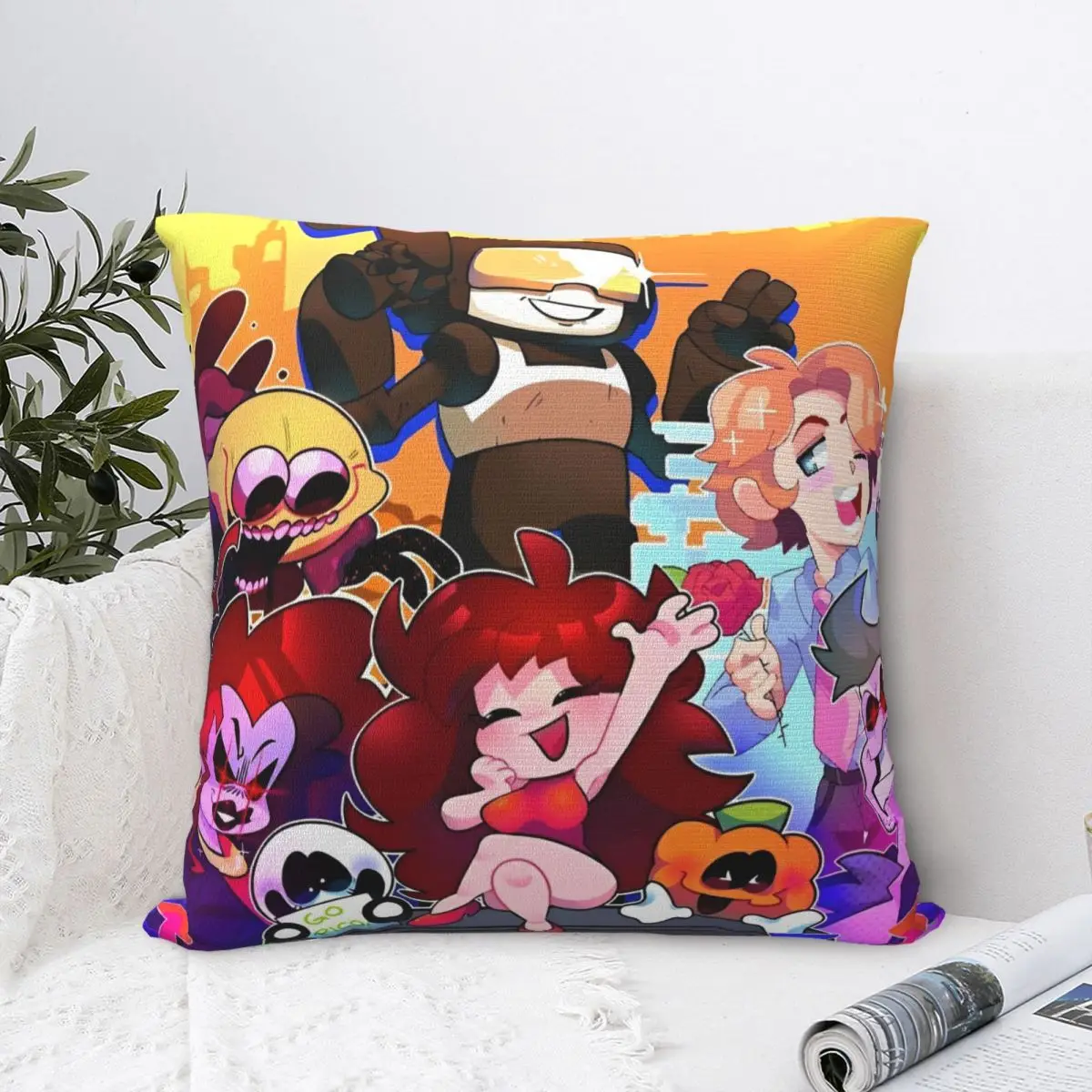 Friday Night Funkin Pillow Case FNF Games Gamer Cushion Covers Novelty Zippered Throw Pillow Case Cover for Home 40x40cm
