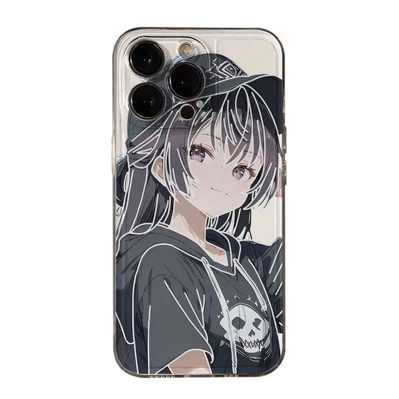 Baseball Hat Girl Clear Phone Case For iPhone 16 15 14 13 12 11 Pro Max XR X XS 14 15 7 8 Plus Y2K Cute Transparen Cover