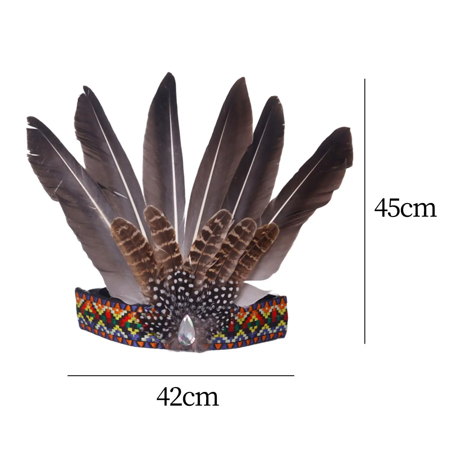 Feather Headdress Photo Props Costume Decoration Elastic Indian Headpiece for Mardi Gras Cosplay Festival Stage Show Dress up