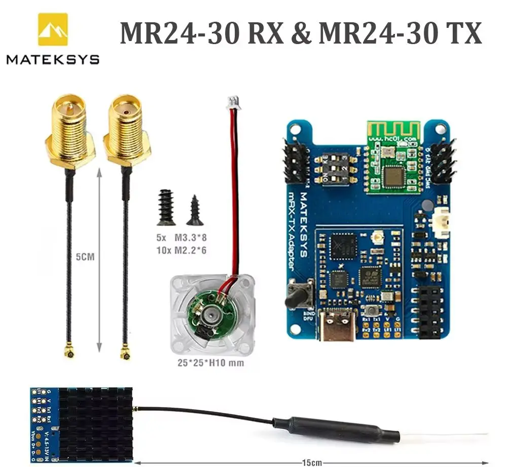 

MATEK MATEKSYS MR24-30-TX MLRS MAVLINK 2,4 ГГц TX МОДУЛЬ KIT 2,4G LoRa 30 дБм RF Power для RC FPV дронов дальнего действия